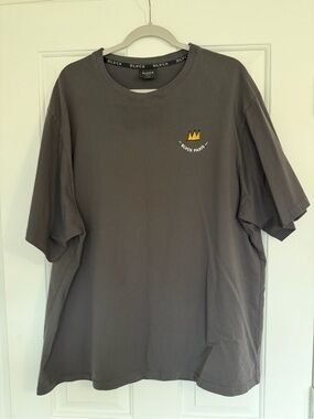 Charcoal Short-Sleeve Crew Tee with Yellow Crown